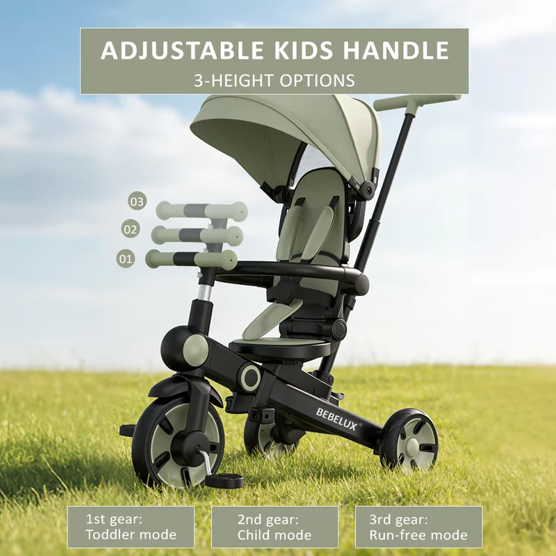 OEM ODM Custom 9 in 1 Foldable Kids Baby Tricycle No Tools Assembly Lightweight Toddler Push Trike Kids Balance Bicycle