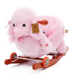 OEM ODM Kids Ride On Wooden Rocking Horse Toy Plush Tiger Poodle Elephant Animal Rocker Style Bear for Children and Babies