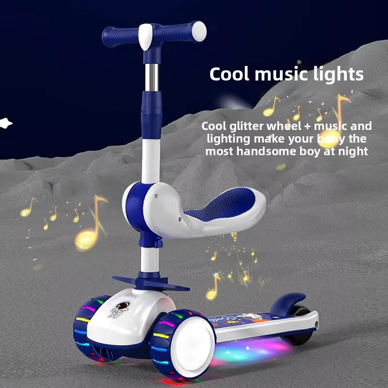 Oem Three-wheel Scooter For Kids 1 12 Years Old Baby Boys And Girls Pedal Can ride Slippery Car Plastic Material