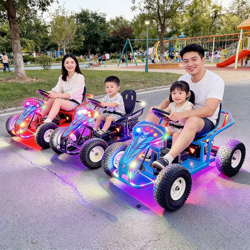 Off Road Big Wheel Kids Go Kart Parent child Electric Battery Powered Amusement Facility with Music and Lights for Playgrounds