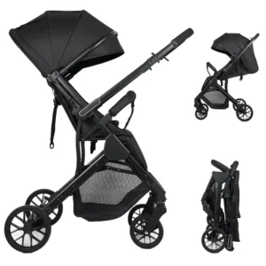 One Click Fold Reversible Baby Stroller and Toddler Stroller with Large Canopy Lightweight Compact Travel Stroller for Airplane