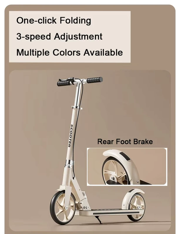 One click Folding Off road Two wheeled Scooter Outdoor Travel Tool for Teenagers Foot Brake Standing Scooter