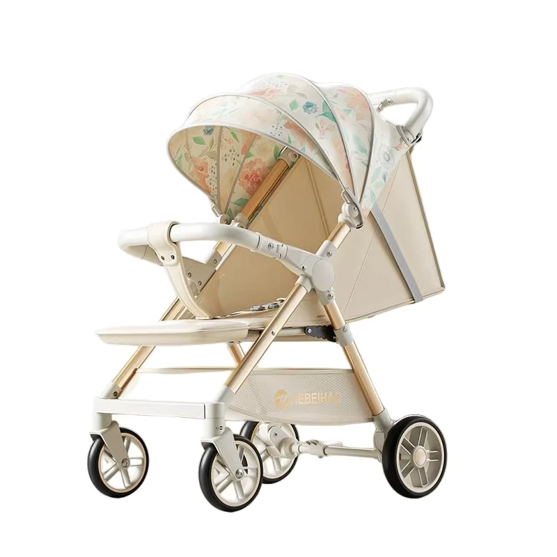 One second Foldable Large wheel Baby Stroller with Adjustable Design and Reinforced Aluminum Frame