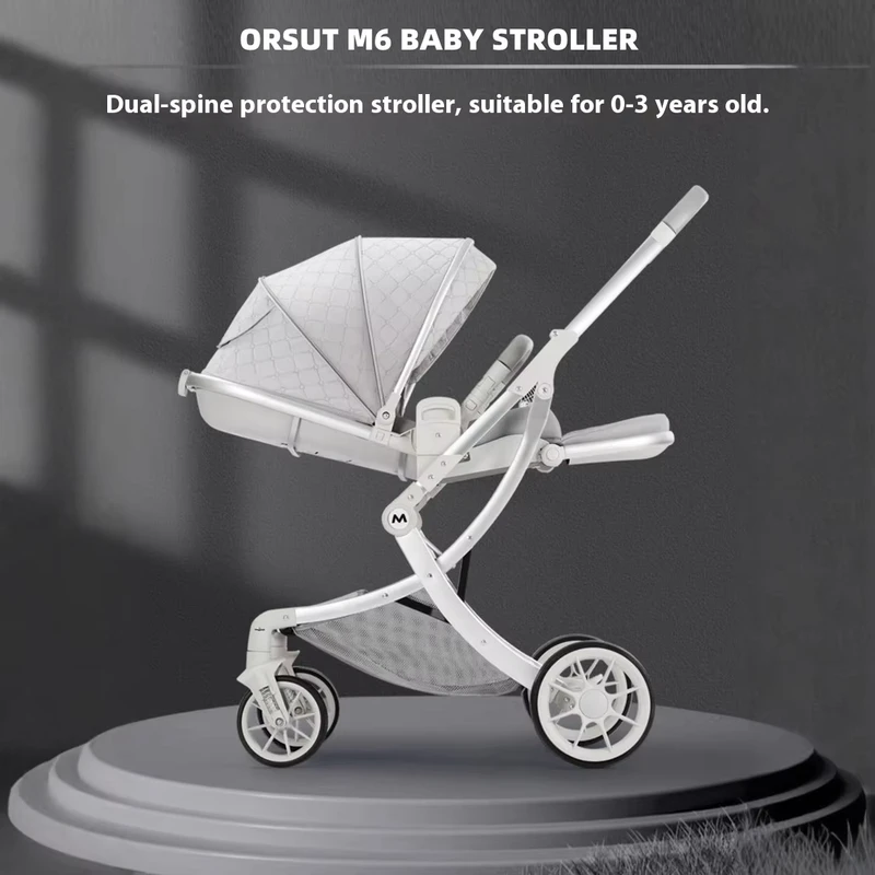 Orsut Lightweight Foldable Baby Stroller Two-Way High-View with Sit and Recline Feature Newborn-Friendly