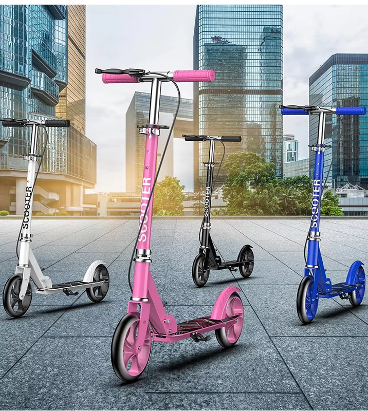 Outdoor 2 Big Wheels Kids Scooter Portable Foldable Iron & Steel Kick Scooter for Child and Adults