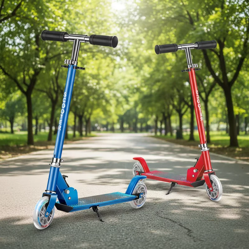 Outdoor Activities Modern Lightweight Straight 2 Big Wheels Aluminum Alloy Foldable Portable Kids Scooter for Children & Adults