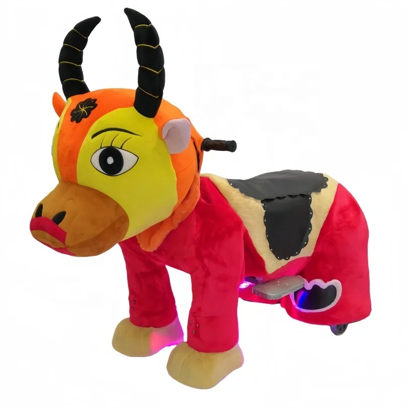Outdoor Coin Operated Games Kids Electric Kiddie Ride on Animal Scooter Plush Riding Toy Animal
