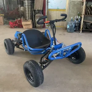 Outdoor Gas Four Wheel Buggy Go Kart Featuring 90cc 2 Stroke Engine 6 Inch Non Slip Tires All Metal Frame Disc