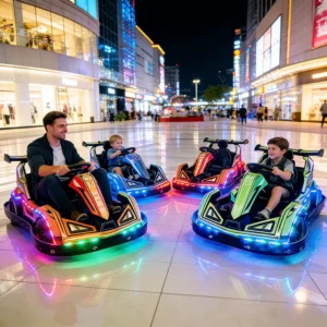 Outdoor LED Light Electric Go Kart CE Certified Battery Powered Bumper Car Kids Racing Game for Playground Commercial Investment