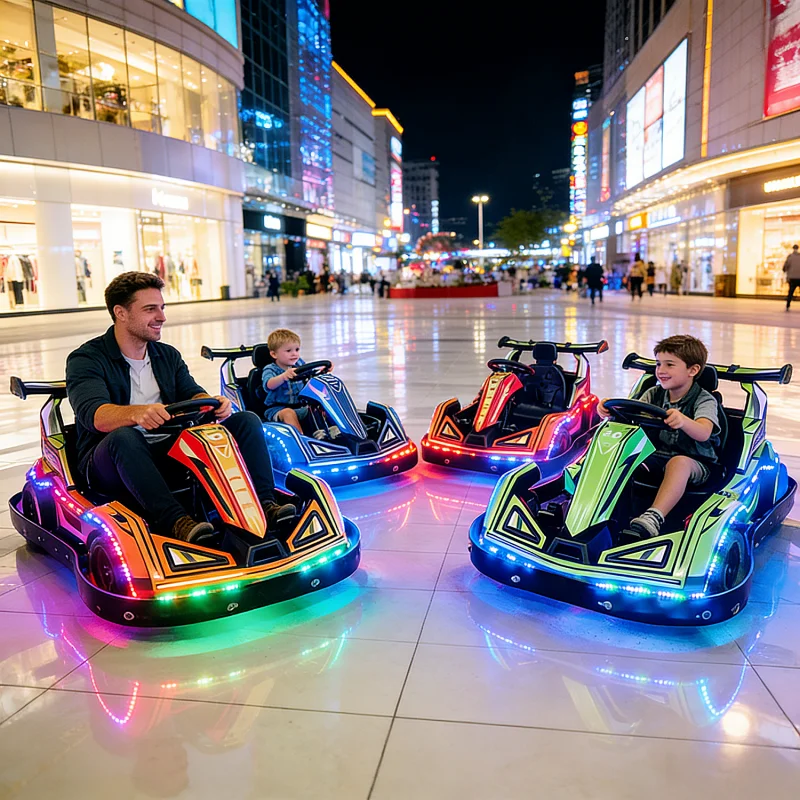 Outdoor LED Light Electric Go Kart CE Certified Battery Powered Bumper Car Kids Racing Game for Playground Commercial Investment