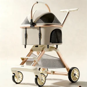 Oxford Large-Capacity Foldable Pet Stroller Detachable Oxford Bag Spacious Storage Durable Frame Space-Saving for Outings