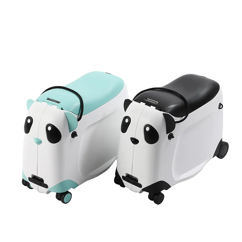 PP Carry on Small Luggage 21 Inch Mini Cute Suitcase with 2 Fixed and 2 Spinner Wheels Panda Design Unisex Kids Ride On Luggage