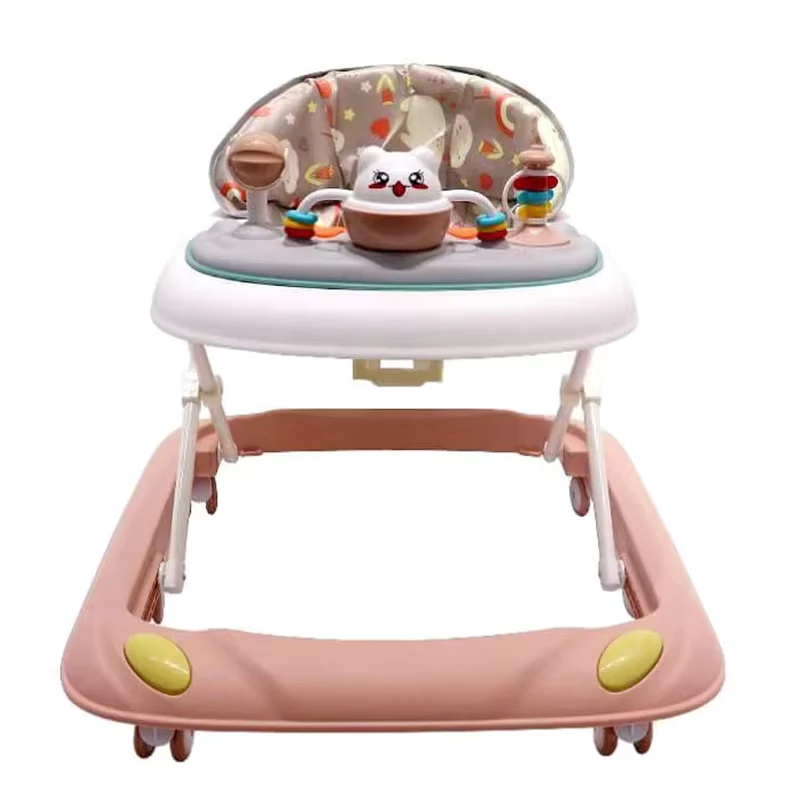 PP Foldable Baby Walker with Plastic Frame and Seat Kids Sit To Stand Learning Walking Toy with Wheels