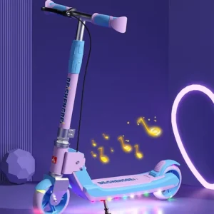 PU Material Wheels Balance Training Kids Scooter Adjustable Heights with Light Up Wheels Rear Brake Mini Pedal Car