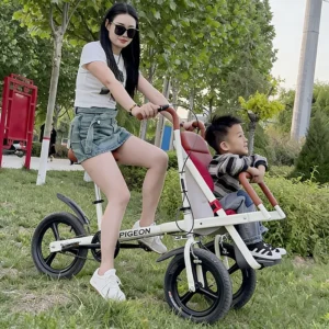 Parent-Child Tricycle 20-Inch Front-Mounted Baby Seat, Carbon Steel Frame, Strolling Kids Baby Stroller