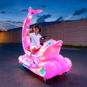Park Night Market Stall 2-Seater Electric Ride-on Toy Car Parent-Child Glowing Dolphin-shaped Bumper Car Amusement Equipment