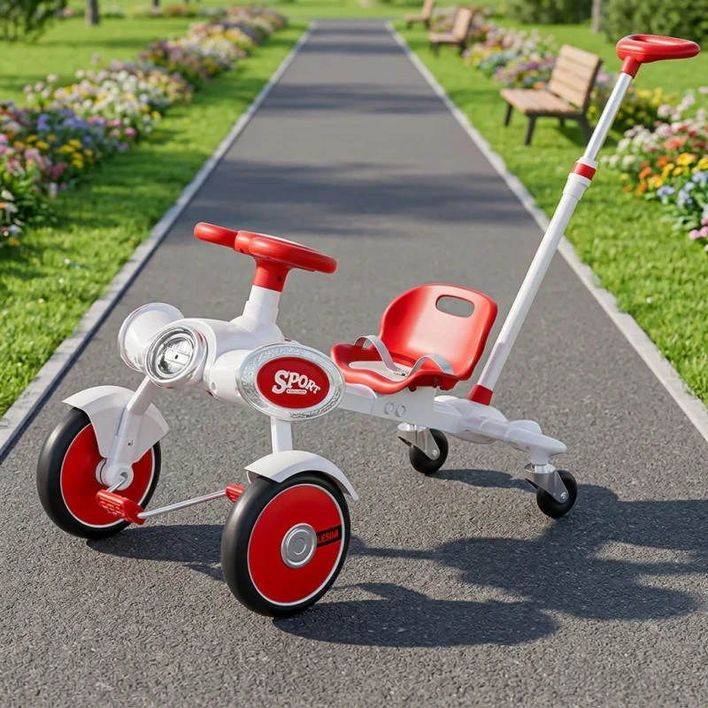 Pedal Drift Car with Push Handle 4 Wheels Go Kart for Kids 2-13 Years Old Ride Toy 360 Degree Swivel