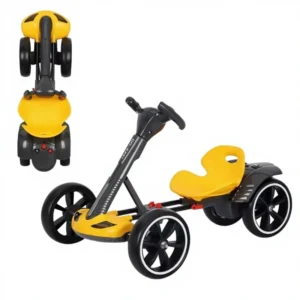 Pedal Powered 4 Wheel Kids Go Kart with Adjustable Steering Red Black Frame for Outdoor Play Ages 2 7