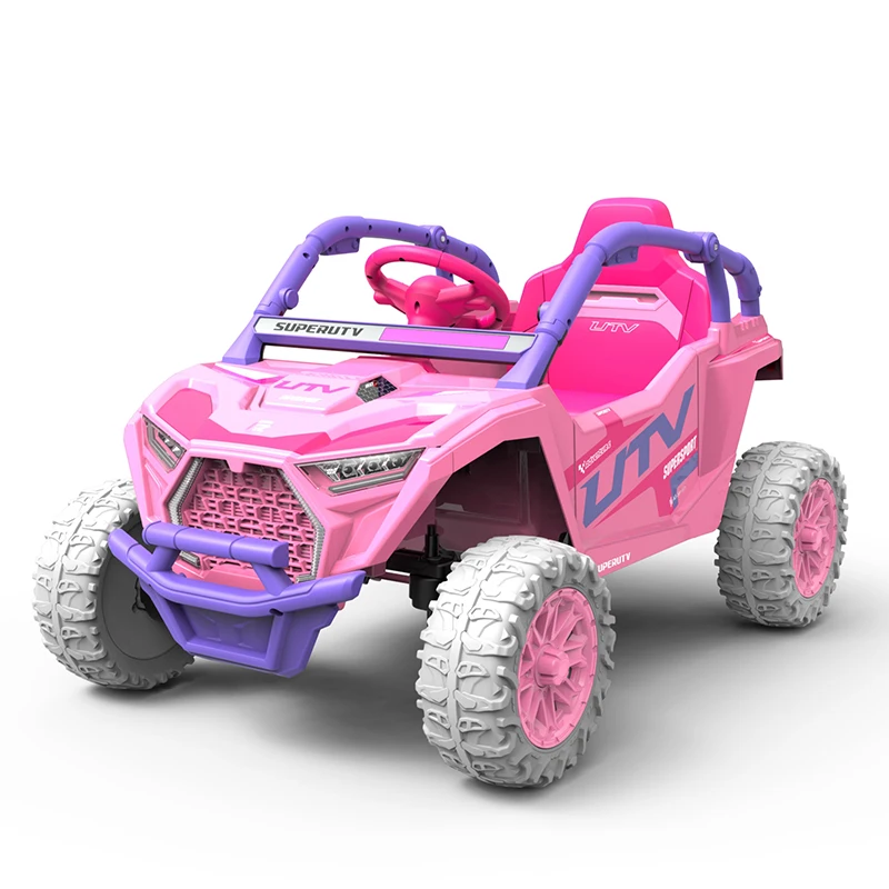 Pink Battery Ride on UTV for Girls 12V Kids Electric Toy Car