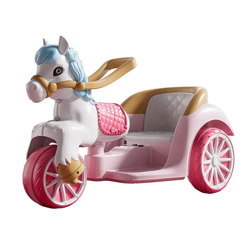 Pink Girls Princess Carriage Children Electric Toy Car Three Wheels Animals Kids Electric Ride on Car
