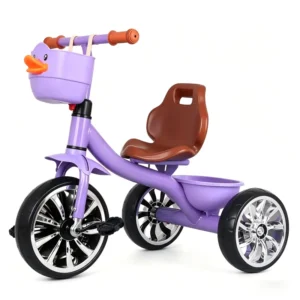 Pink Mini Toddler 3 Wheel EVA High Carbon Steel Frame Adjustable Tricycle with Back Seat Pedal for 2 to 4 Years Kids