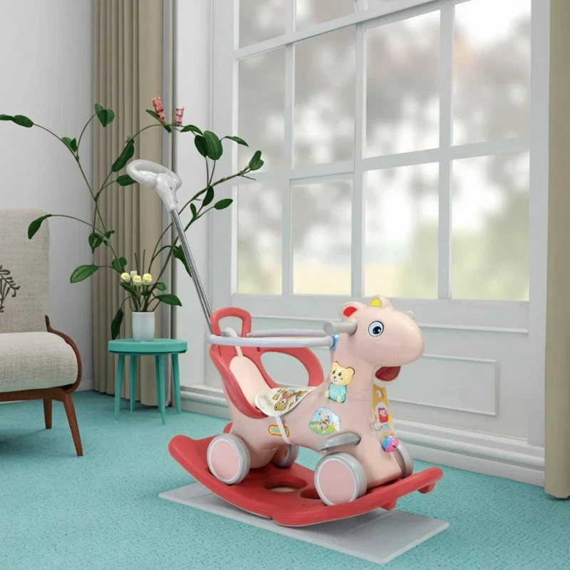 Plastic Baby Toys Cartoon 3 in 1Kids Ride on Toy Animals Rocking Horse