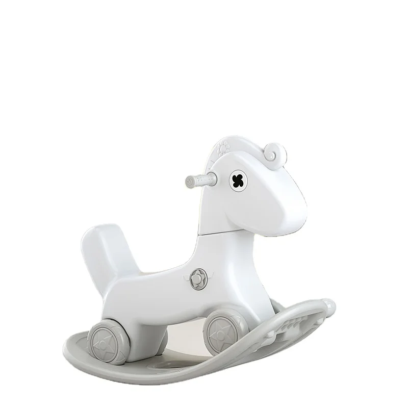 Plastic Children Ride on Animal Toy with Backrest Push Rod Rocking Horse YBC TYM 001 90x36x53cm