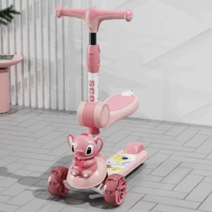 Plastic Children Scooter Foldable 3 Wheels Kick Scooter Kids Music Foot Scooter Outdoor Use Child Toy