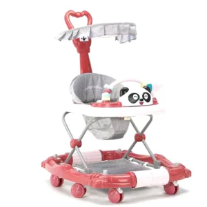 Plastic Foldable Panda Shaped Baby Walker with Awning 20KG Load Capacity for 0 3 Years Old
