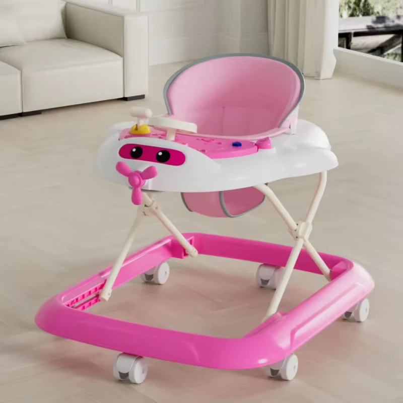 Plastic Frame Baby Walker with Rocker Mode Music Panel Height Adjustable Seat and Foldable Design