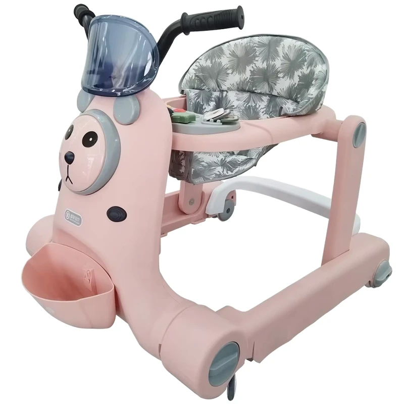 Plastic Frame Foldable 20KG Load Capacity Kids' Swing Cars Anti-O-Leg Baby Walker with Learning Feature Silent Wheels