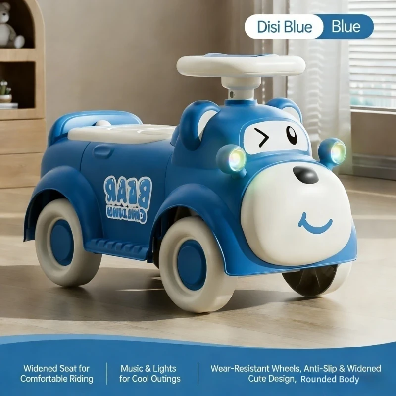 Plastic Power Scooter Kids Ride On Car with Light Music Multi-color Four-Wheel Twist for 1-3 Year Olds