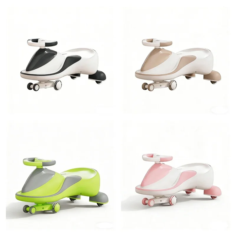 Plastic Ride on Scooter Car PU Wheel Wiggle Twist Swing Features for Boys & Girls