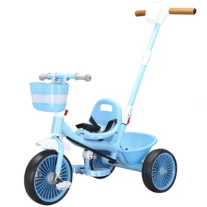 Plastic Steel Frame Children’s Tricycle Lighting Music 2-6 Year Olds Two-in-one Pushcart Three Wheels Customized Model