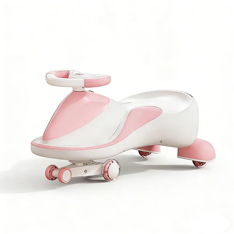 Plastic Toddler Swing Car with PU Wheels Kid's Electric Sliding Ride-on Music & Light Features for Boys & Girls