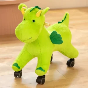 Plush Animal Toys for Children Green Dinosaur Sliding Horse Swinging Toys