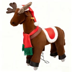 Plush Christmas Deer Mechanical Horse Ride on Toy Christmas Gift for Children