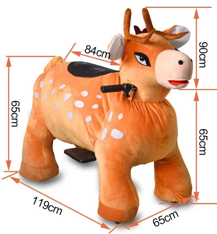 Plush Coin Ride on Electric Animal With Wheels Zoo Animal Battery Riding Toy in Shopping Mall for Kids