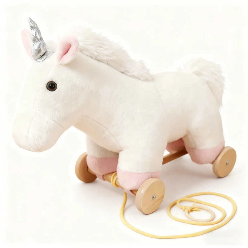 Plush Drag Toy Small White Unicorn Style