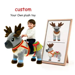 Plush Manufacturer Custom Riding Animal Toy Christmas Reindeer Kids Stuffed Ride on Toy Animals Indoor
