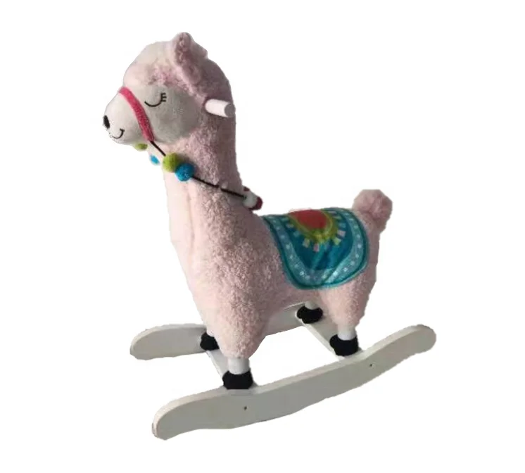 Plush Ride on Pink Alpaca With Baby Music Sound With Baby Suitable Plush Material