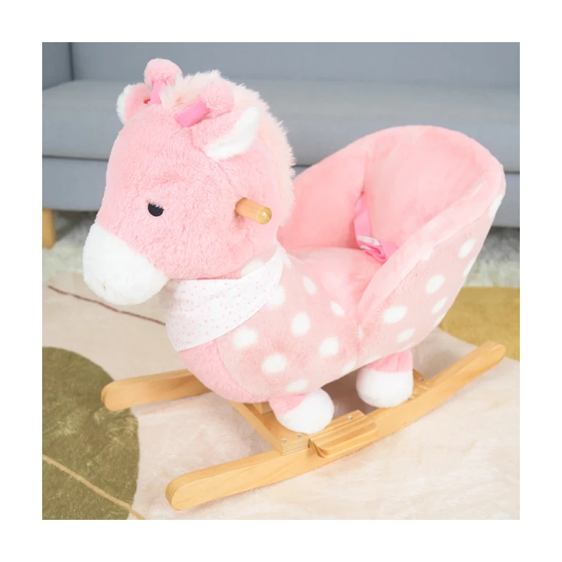 Popular Baby Rocking Horse Chair with Baby Lullaby Music Sound Plush Animal Rocking Chair