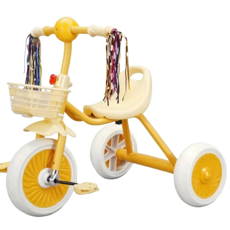 Popular Children's Plastic Tricycle with Ribbons Three Wheeled Balance Bike for Kids Ages 2 6 to Ride