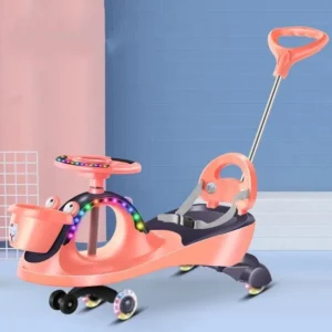 Popular Kids Toys Swing Car Plastic With Music Push Handle Light Kids Ride on Swing Car
