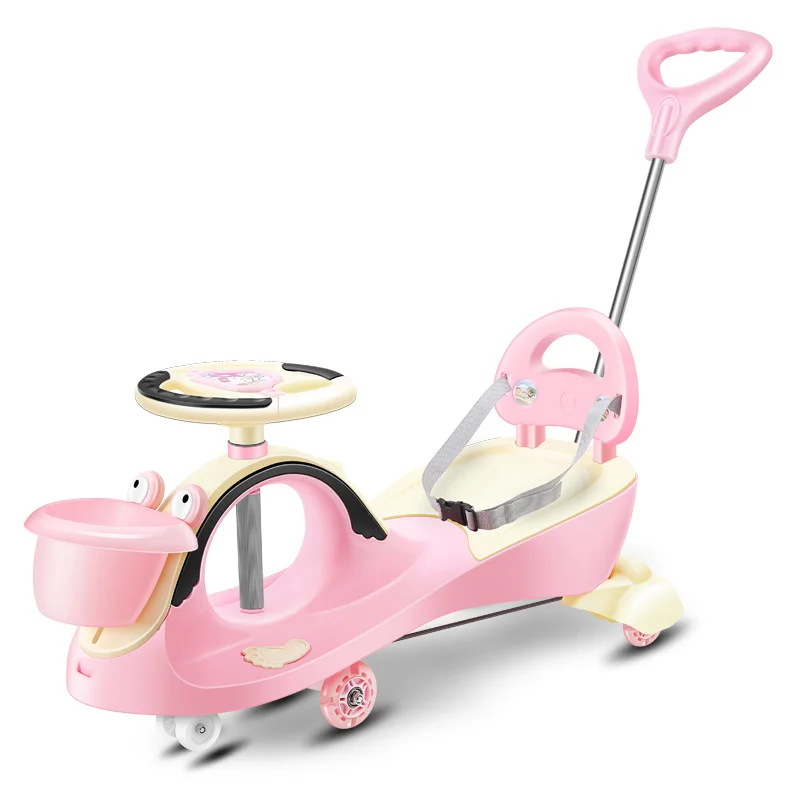 Popular Kids Toys Swing Car Plastic With Music Push Handle Light Kids Ride on Swing Car