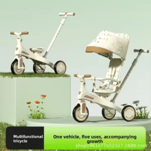 Portable 1-3 Years Old Children’s Tricycle Metal Balance Car with Four-in-One Growth Pedal Features