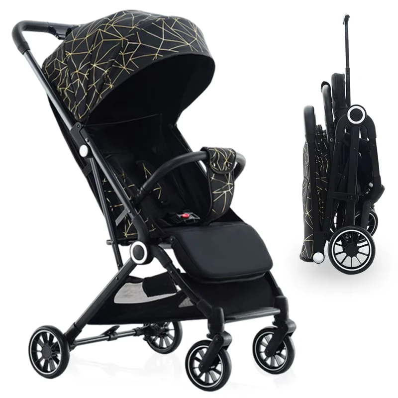 Portable Baby Stroller for Airplane Compact Folding Smooth 360° Wheels