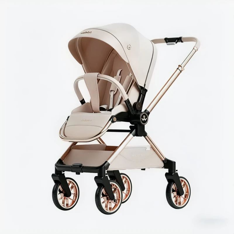 Portable Baby Stroller for Baby Girl with 4 Universal Wheels Luxury Lightweight Pram