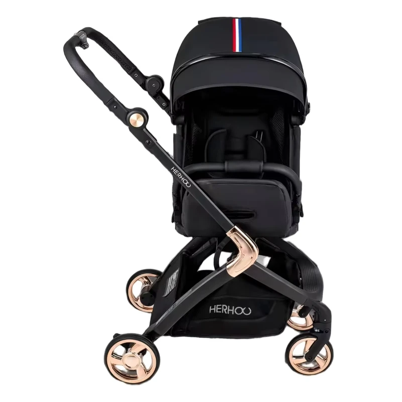 Portable Foldable Baby Stroller Convenience Outdoor Carriage with Customized Colors and Black Base