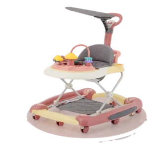 Portable Foldable Baby Walker with Wheels and 3 Adjustable Heights Infant Toddler Walker